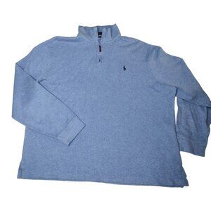 Polo Ralph Lauren Estate Rib Men's Knit Popover Shirt Size XL Blue Pony Preppy